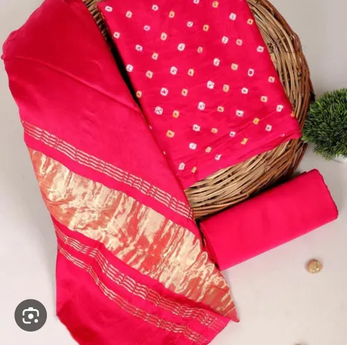 Semi Tussar Bhagalpuri Suit with Shibori Design – Elegant & Handcrafted Ethnic Wear